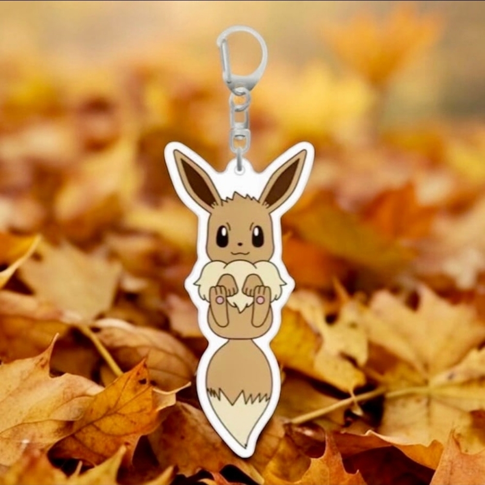 Pokemon Eevee Brown and Cream Acrylic Keychain Charm